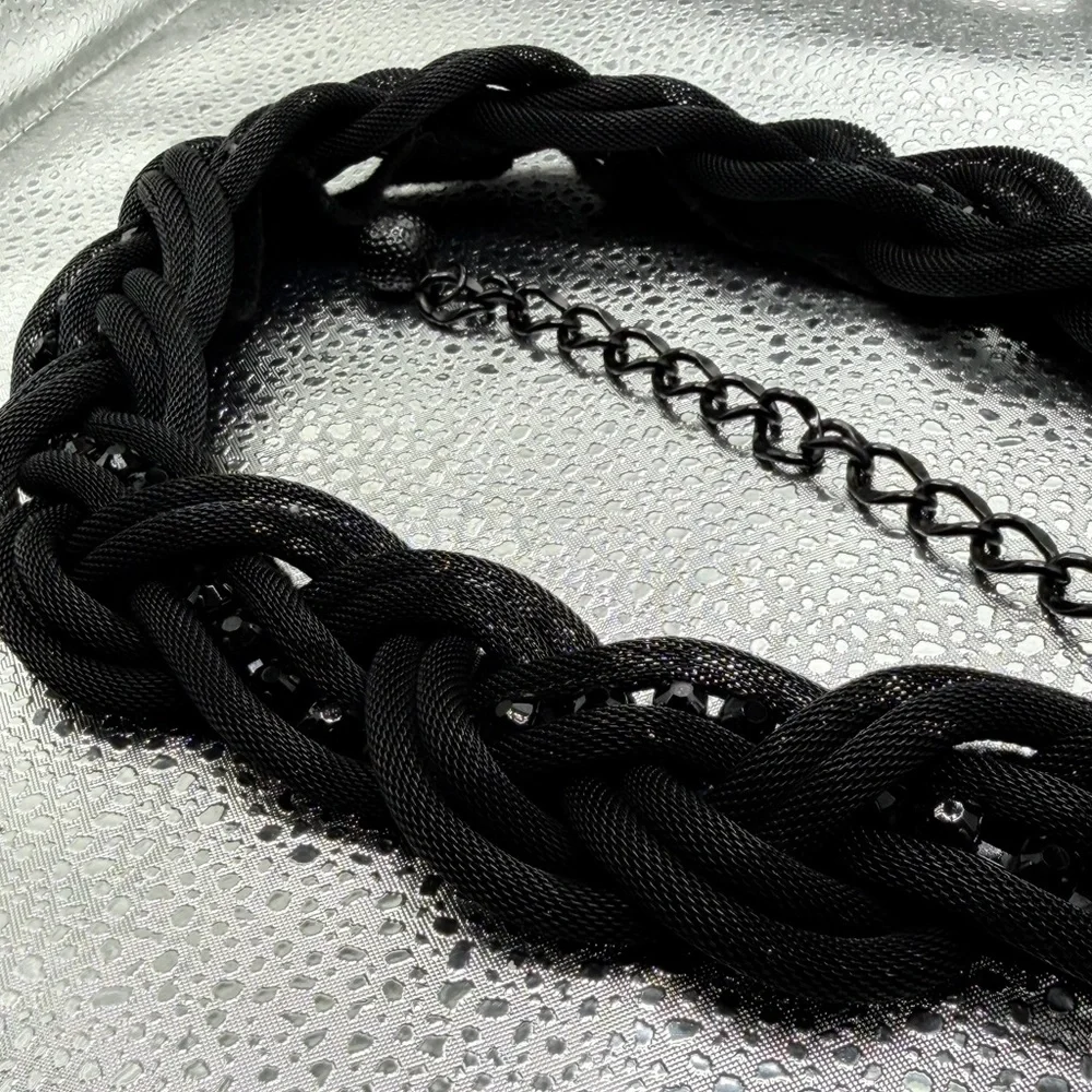 Black Braided Mesh Belt